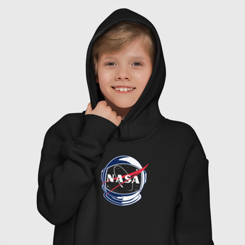 Детское худи Oversize хлопок NASA, цвет черный - фото 12