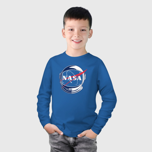 Детский лонгслив хлопок NASA, цвет синий - фото 3