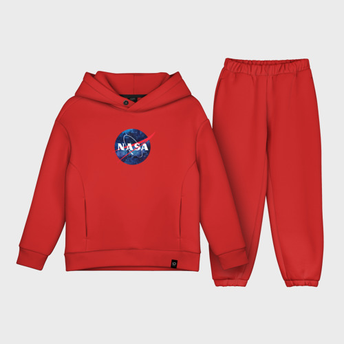 Детский костюм хлопок Oversize NASA, цвет красный