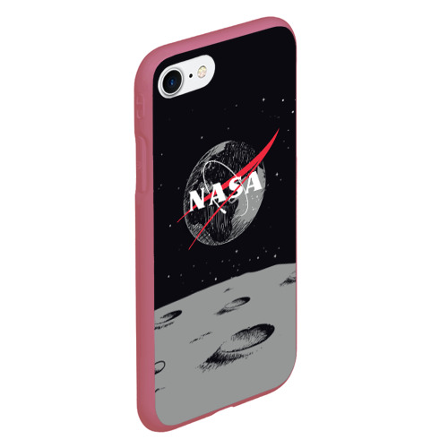 Чехол для iPhone 7/8 матовый NASA, цвет малиновый - фото 3