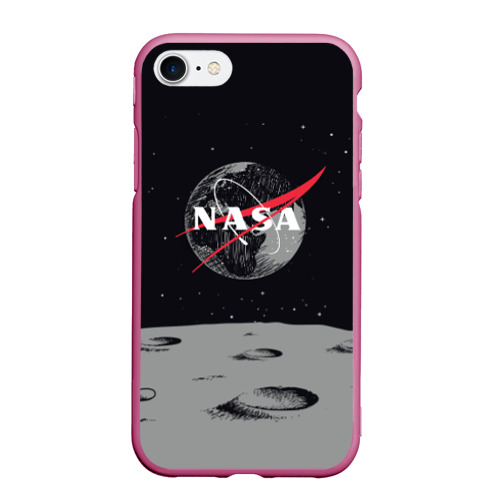 Чехол для iPhone 7/8 матовый NASA, цвет малиновый