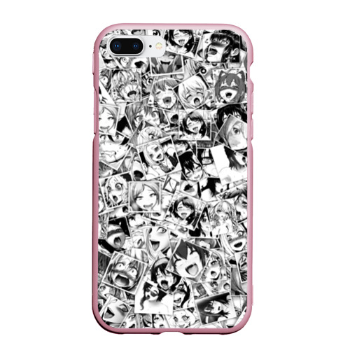 Чехол для iPhone 7Plus/8 Plus матовый Ahegao faces pattern, цвет розовый