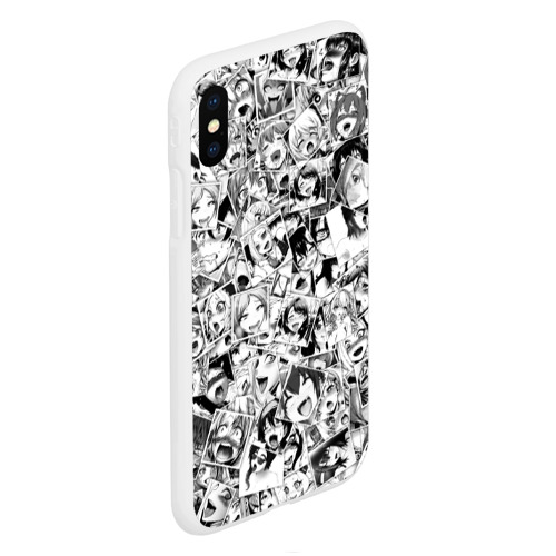 Чехол для iPhone XS Max матовый Ahegao faces pattern, цвет белый - фото 3