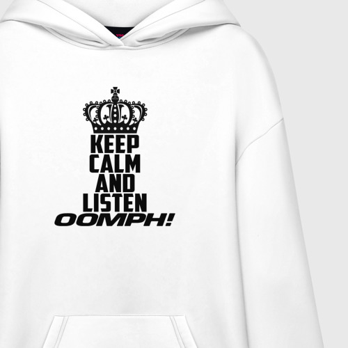 Худи SuperOversize хлопок Keep calm and listen oomph!, цвет белый - фото 3