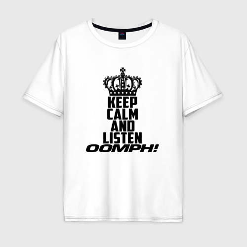 Мужская футболка хлопок Oversize Keep calm and listen oomph!, цвет белый