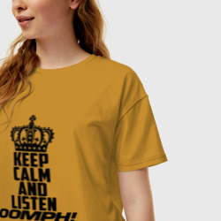 Женская футболка хлопок Oversize Keep calm and listen oomph! - фото 2