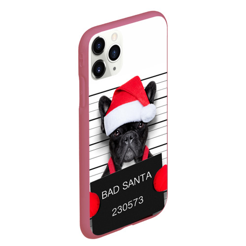 Чехол для iPhone 11 Pro Max матовый Прикольный Санта, цвет малиновый - фото 3