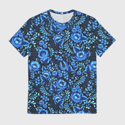 Мужская футболка 3D Красивая гжель