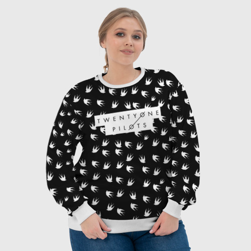 Женский свитшот 3D Twenty One Pilots Birds White, цвет 3D печать - фото 6