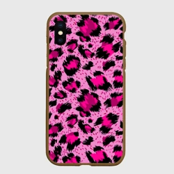 Чехол для iPhone XS Max матовый Розовый леопард