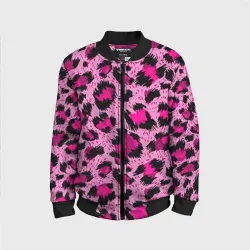 Детский бомбер 3D Розовый леопард