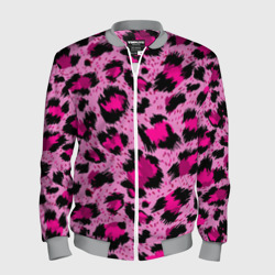 Мужской бомбер 3D Розовый леопард