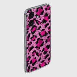Чехол для iPhone 16 силиконовый с защитой камеры Розовый леопард - фото 2