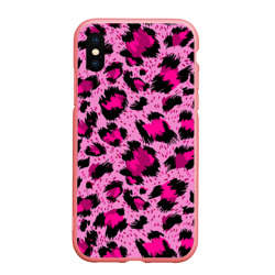 Чехол для iPhone XS Max матовый Розовый леопард