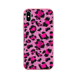 Чехол для iPhone X матовый Розовый леопард