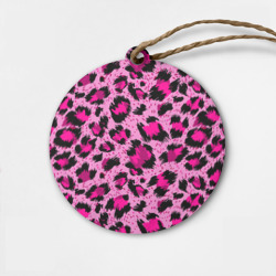 Деревянная игрушка круг Розовый леопард