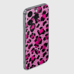 Чехол для iPhone 15 Pro силиконовый с защитой камеры Розовый леопард - фото 2