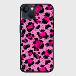 Чехол для iPhone 14 Розовый леопард