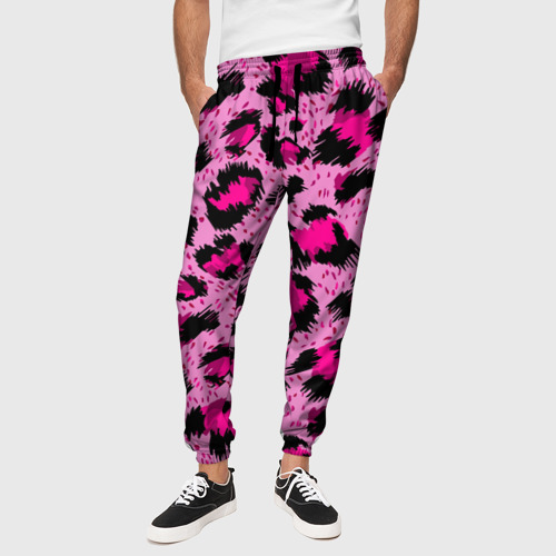 Мужские брюки 3D Розовый леопард, цвет 3D печать - фото 4
