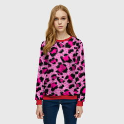 Женский свитшот 3D Розовый леопард - фото 2