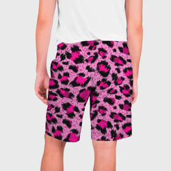 Шорты с принтом Розовый леопард для мужчины, вид сзади №1. Цвет основы: белый