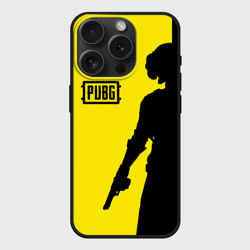 Чехол силиконовый для Apple iPhone 15 Pro Мax матовый PUBG ПАБГ yellow