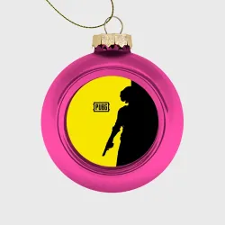 Ёлочный шар стеклянный/пластиковый PUBG ПАБГ yellow