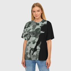 Женская футболка oversize 3D PUBG military ПАБГ милитари - фото 2