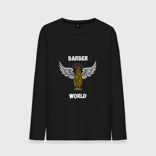 Мужской лонгслив хлопок Barber world, цвет черный