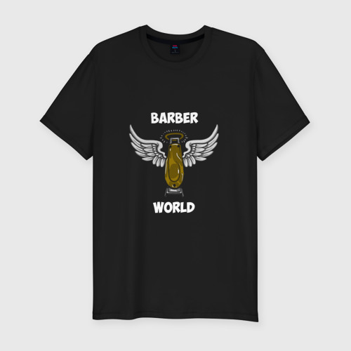 Мужская футболка хлопок Slim Barber world, цвет черный