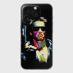 Чехол для iPhone 16 Pro Max силиконовый с защитой камеры Терминатор - Арнольд Шварценеггер