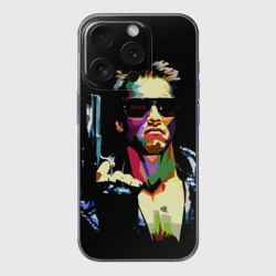 Чехол для iPhone 15 Pro силиконовый с защитой камеры Терминатор - Арнольд Шварценеггер