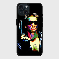 Чехол силиконовый для Apple iPhone 15 матовый Терминатор - Арнольд Шварценеггер