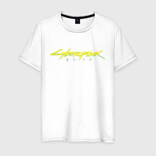 Мужская футболка из хлопка с принтом Cyberpunk 2077, вид спереди №1