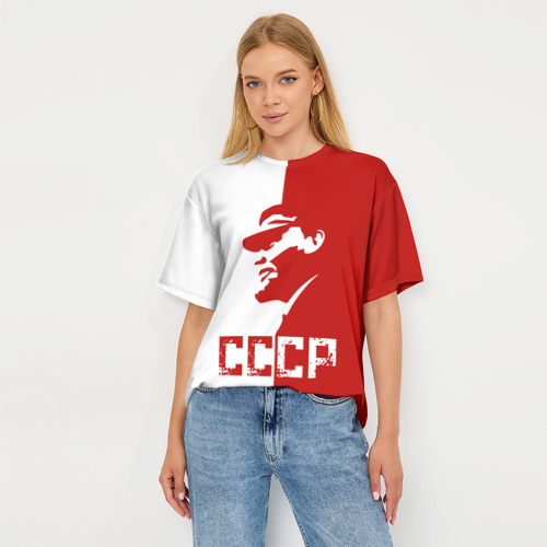 Женская футболка oversize 3D Ленин СССР, цвет 3D печать - фото 5