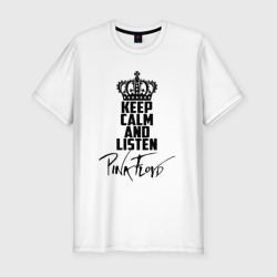 Мужская футболка хлопок Slim Keep calm and listen Pink Floyd