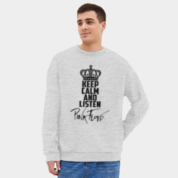Мужской свитшот oversize без начеса хлопок Keep calm and listen Pink Floyd - фото 2