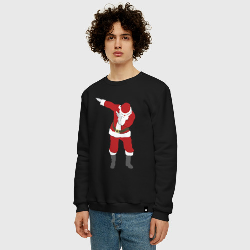 Мужской свитшот хлопок Дед мороз, цвет черный - фото 3