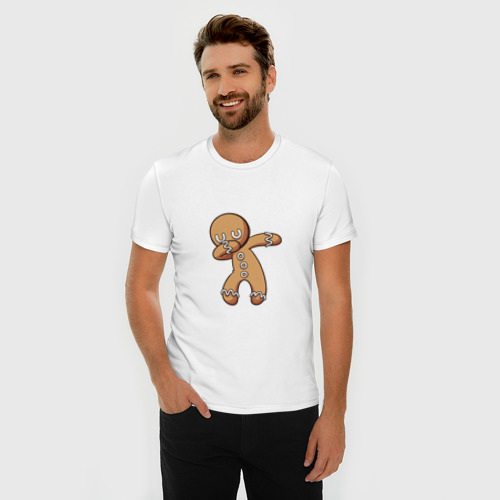 Мужская футболка хлопок Slim Печенька НОВЫЙ ГОД DAB, цвет белый - фото 3