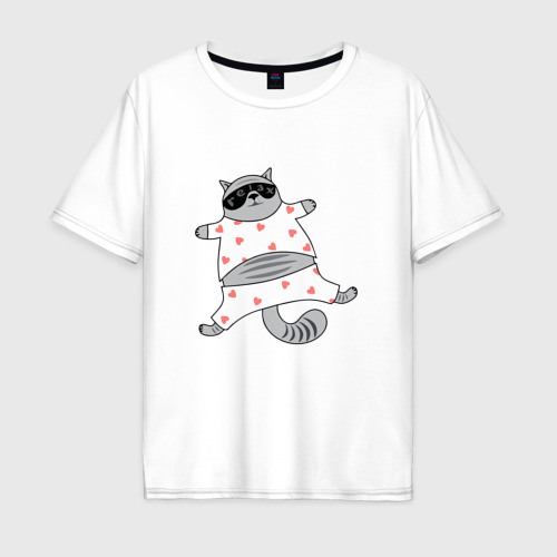 Мужская футболка хлопок Oversize Кот, цвет белый