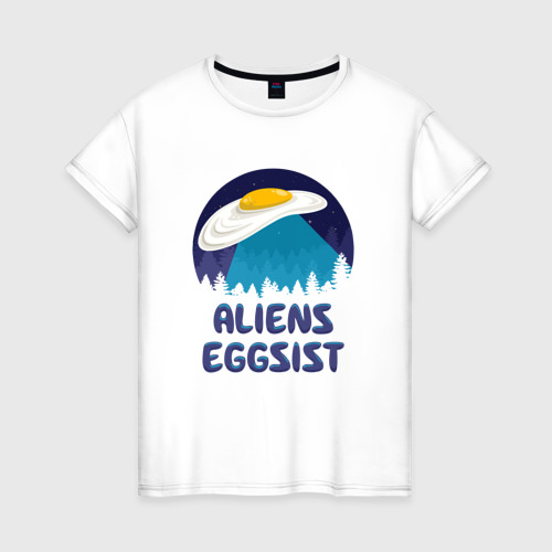Женская футболка хлопок НЛО яйца, цвет белый