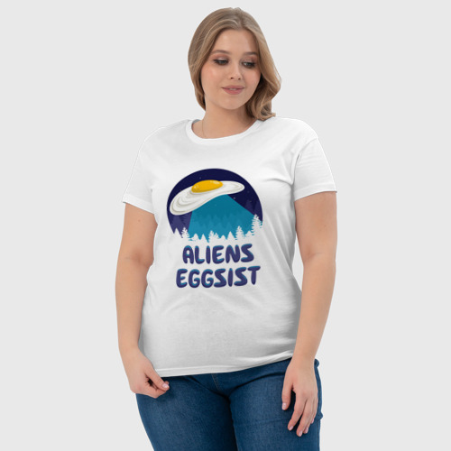 Женская футболка хлопок НЛО яйца, цвет белый - фото 6