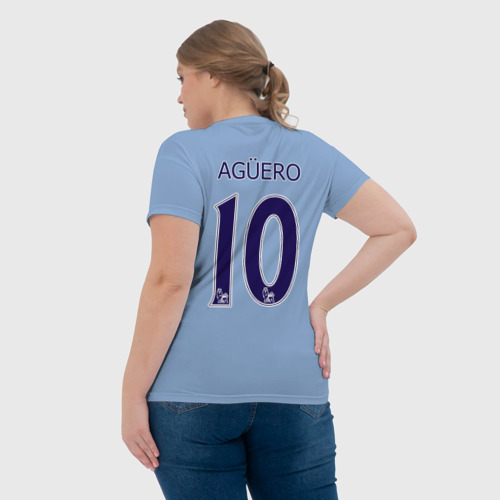 Женская футболка 3D с принтом Sergio Aguero Форма 1718, вид сзади #2