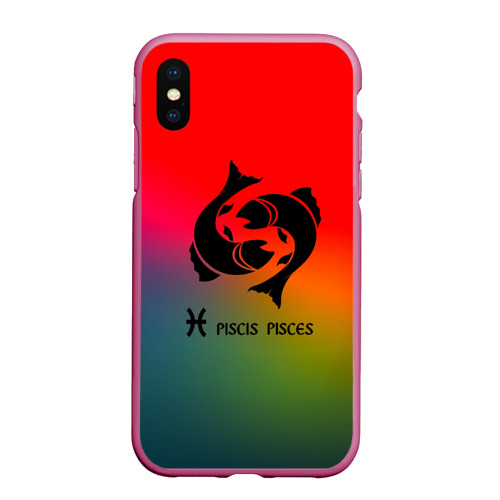 Чехол для iPhone XS Max матовый Рыбы (Pisces), цвет малиновый