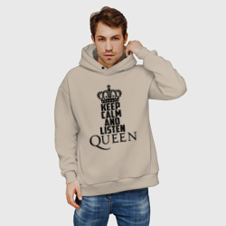 Мужское худи Oversize хлопок Keep calm and listen Queen - фото 2