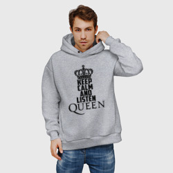 Мужское худи Oversize хлопок Keep calm and listen Queen - фото 2