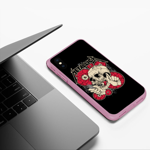 Чехол для iPhone XS Max матовый Metallica, цвет розовый - фото 5