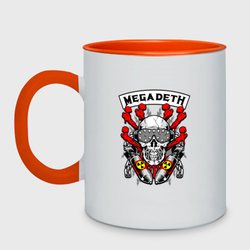 Кружка двухцветная с принтом Megadeth, вид спереди #2