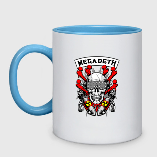 Кружка двухцветная Megadeth, цвет белый + небесно-голубой