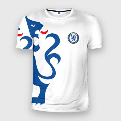 Мужская приталенная футболка с принтом Chelsea Uniform, вид спереди №1